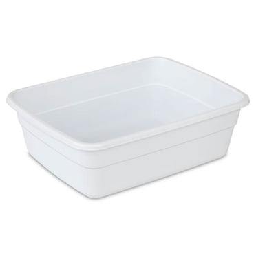 Sterilite Small Portable Rectangle Plastic 8 Qt Dish Pan, White (24 Pack)
