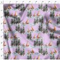 thumbnail image 4 of Soimoi Pink Rayon Fabric Fox & Pine Tree Decor Fabric Printed Yard 42 Inch Wide, 4 of 5