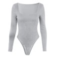 thumbnail image 5 of fartey Justaucorps à Manches Longues pour Femmes Noir Col Carré Extensible Coupe Ajustée Hauts Justaucorps Combinaison Gaine, 5 of 5
