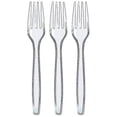 thumbnail image 1 of 100 Pcs Clear Plastic Forks Strong Heavy Duty Reusable, 1 of 5