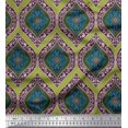 thumbnail image 1 of Soimoi Green polyester Crepe Fabric Seamless Damask Printed Fabric 1 Yard 42 Inch Wide, 1 of 3