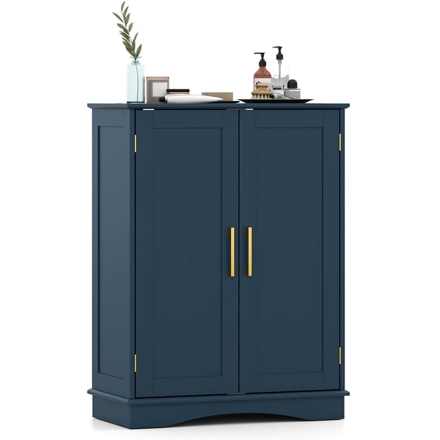 Costway Armoire de Rangement au Sol Organisateur de Rangement Moderne avec Tablettes Ajustables et 2 Portes
