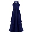 thumbnail image 2 of Oyolan Robe de Demoiselle d'Honneur pour Enfants Robe Longue en Chiffon pour Concours Soirée Danse Robe Marine lue 16, 2 of 7