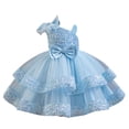 thumbnail image 1 of Ashirexll Robe Sans Manches à Paillettes pour Filles Jupe Tutu en Maille Col Rond Ligne A Robe de Soirée Formelle pour Fête Spectacle Âge 1-6 Ans Bleu Pâle 4 Ans, 1 of 3