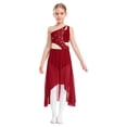 thumbnail image 1 of Moggemol Robe de Danse Ballet Lyrique pour Filles une Épaule Sans Manches Découpe Haute Basse Robe en Maille Fluide Bourgogne 8, 1 of 7