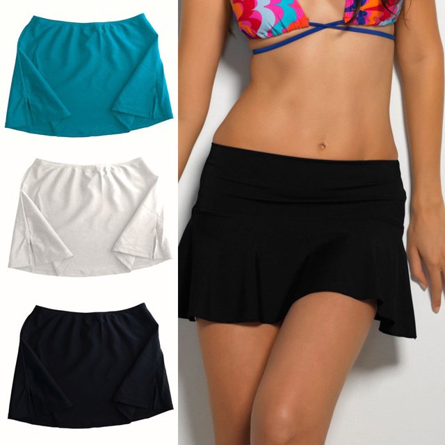 Honganda Jupe de Bain d'Été pour Femme Couleur Unie Jupe Portefeuille Mini de Plage