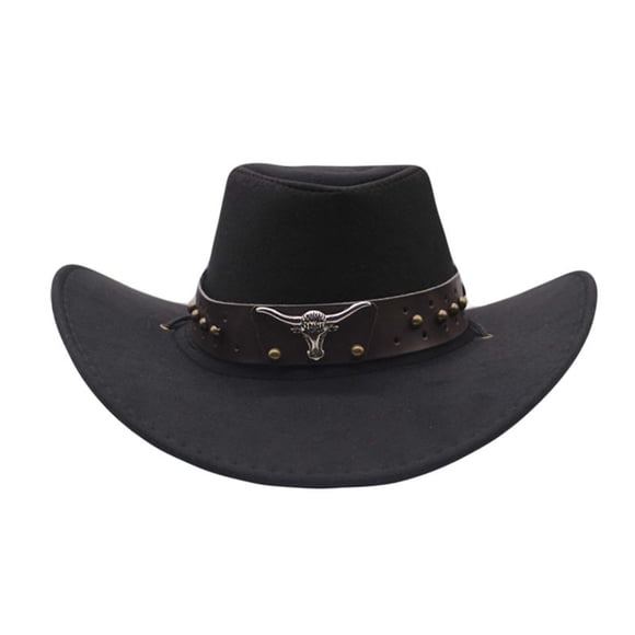 Fgnfyis Chapeau Western pour Hommes Style Cowboy Chapeau Melon Style Jazz pour Spectacles Chapeau Cowboy pour Hommes Noir m