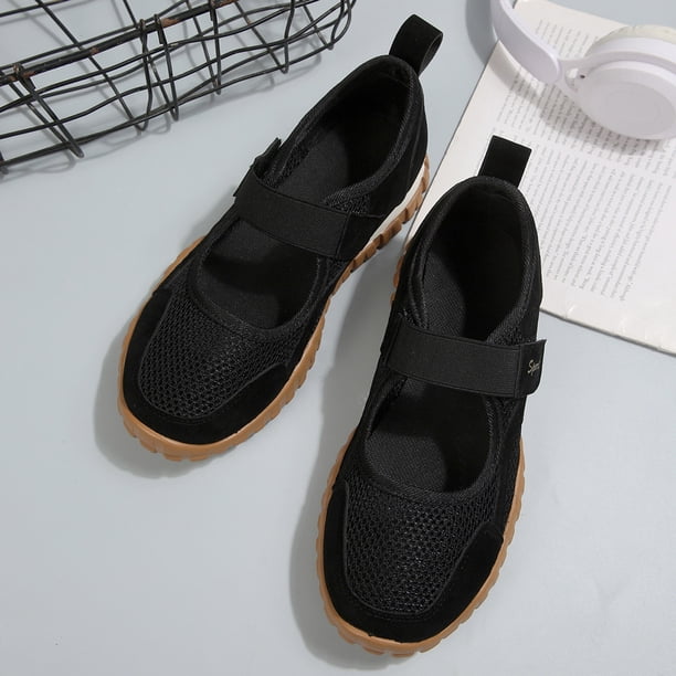 Women's Mesh Mary Jane Sneakers with Adjustable Hook and Loop