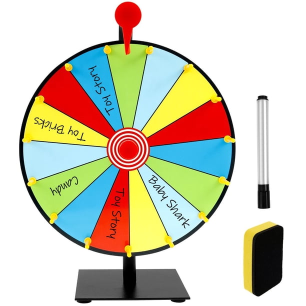Roue De Récompense 12 Emplacements – 30 Cm Avec Support, Effaçable – Jeux De Foire, Carnivals, événements