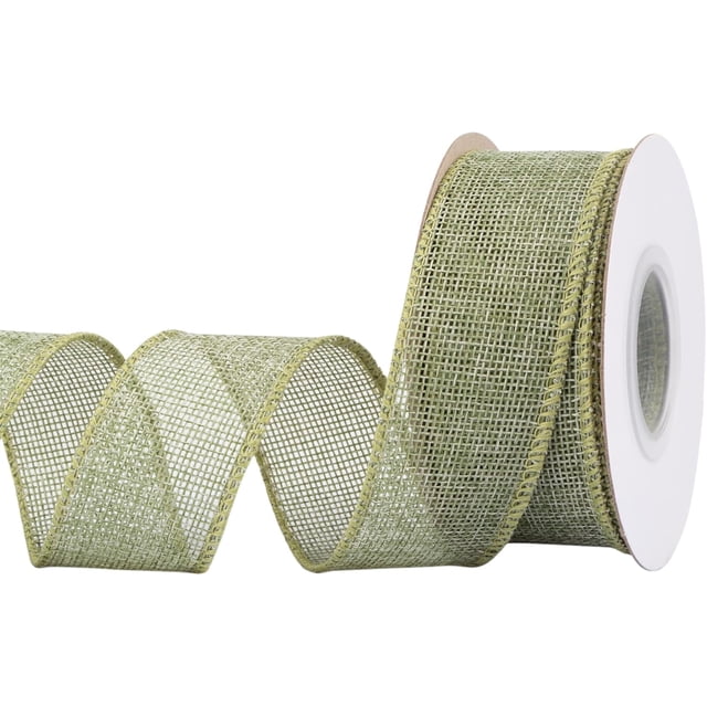 Joycrosso Burlap Wired Edge Ribbon 1.5 inch x 10 Yards, Spring Moss, Ideal for Crafting, Gift Wrapping, Wreath, Christmas Tree, and Rustic Wedding Decorations
