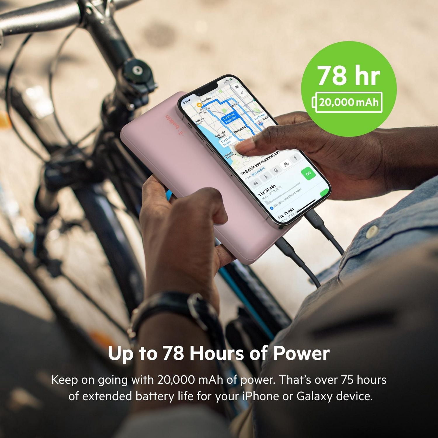 Belkin Chargeur portable USB-C, 20 000 mAh avec 1 port USB-C et 2 ports USB-A pour une charge jusqu’à 15W pour iPhone 14 Pro, 14 Pro Max, AirPods, iPad, Galaxy S23, S23+, Ultra - Noir