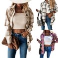 thumbnail image 2 of EYIIYE Womens Shirt Flannel Casual Long Sleeve Fall Blouse Tops with Check Pattern Pockets, 2 of 6