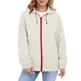 thumbnail image 1 of Comdrip Veste Légère pour Femmes! Veste Chaude Coupe-Vent Imperméable à Blocs de Couleur pour Femmes, Coupe-Vent d'Extérieur, Veste de Randonnée, Veste de Randonnée pour Femmes Légère Beige TG, 1 of 5