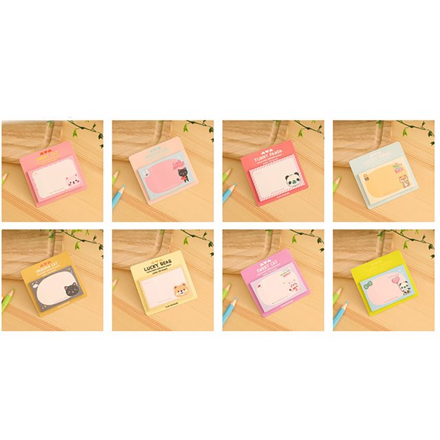 Cute Notes Cartoon Notes 20 Sheet Notes Square Notes Stick Notepad Cute Cartoon Notes Portable 20 Sheet Self Stick Notes Creative Square NotepadAnimal Head Series