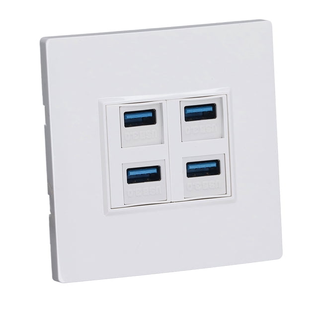 4 Port Outlet Wall Plate, Ethernet Wall Plate Faster Data Transmission Duplex Data for Office