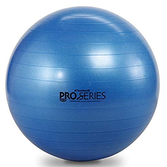 TheraBand Balle d'Exercice, Série Professionnelle de Balle de Stabilité avec Diamètre de 75 cm pour Athlètes de 6 Pieds2 Pouces à 6 Pieds8 Pouces de Hauteur, Balle D\'entraînement Physique à Dégonflage Lent pour Améliorer la Posture, l'Équilibre, le Yoga, le Pilates, le Tronc, Bleu