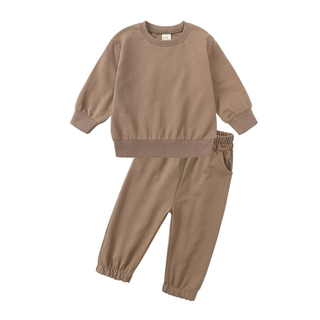 Hiiyo Big Boys Outfit Set Solid Color Crewneck Sweatshirt and Pants Casual Sweatsuit