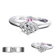 thumbnail image 4 of Adjustable White Gold Plated Open adjustable lovers Ring Copper Rhinestone Studded Jewelry Lovers Couple Wedding, 4 of 7