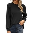 thumbnail image 1 of Timegard Hauts pour Femmes Manches Longues Col Rond T-Shirts Décontractés Confortables Couleur Unie Blouses Basiques, 1 of 7