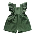 thumbnail image 1 of XDZJLR Girls' Jumpsuits & Rompers Baby Boys Playsuits Ruffled Fly Sleeve Newborn Linen Overalls Infant Summer Clothes Romper Green 3-6 Months, 1 of 6