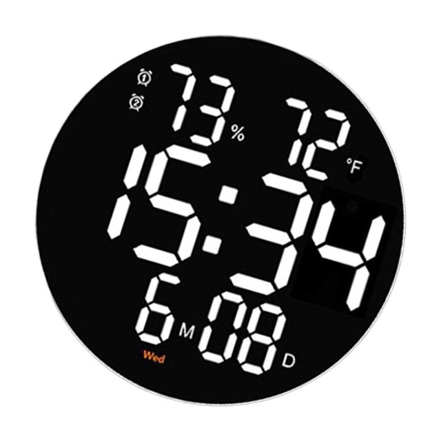 Wall Clock USB Powered Clock Digital Clock Non Ticking LED Digital for Living Room White