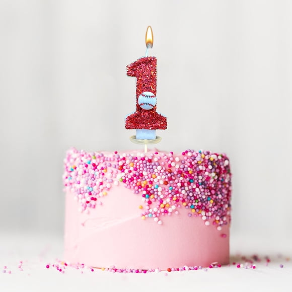 RXIRUCGD Baseball Birthday Candle 9th Baseball Cake Topper Decor Nine Year Candles Red Glitter Number 9 For Cupcake Topper Decorations Birthday Party Kids Adults