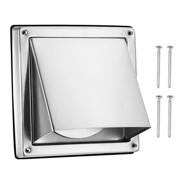 Unique Bargains Dryer Vent Cover, 4 Inch, 304 Stainless Steel External Extractor Wall Vent Exhaust Hood, with Non Return Flap