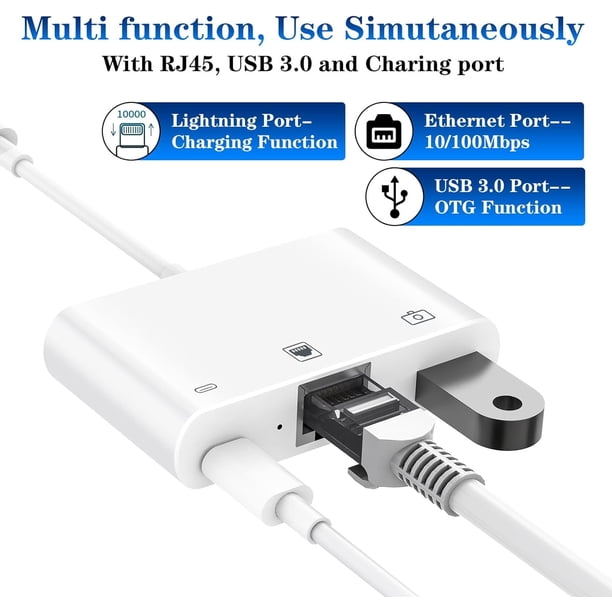 Lightning to RJ45 Ethernet Adapter for iPhone/iPad,Apple MFi