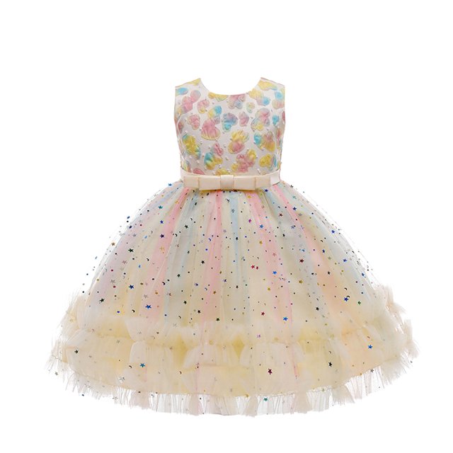 Faithtur Robe Formelle une-Pièce Sans Manches à Col Rond pour Enfants avec Paillettes et Motifs de Cœurs