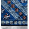 thumbnail image 2 of Soimoi Poly Crepe Fabric Floral Mandala & Elephant Panel Printed Fabric 1 Yard 42 Inch Wide, 2 of 2