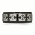 thumbnail image 3 of Stainless Steel Brushed/Polished Black IP Laser Etched Pattern Ring 8.5 Size, 3 of 6