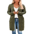 thumbnail image 1 of Womens Long Sleeve Cable Knit Cardigan Sweaters Open Front Fall Outwear Coat, 1 of 8