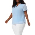 thumbnail image 4 of Agnes Orinda Women's Plus Size Tops Swiss Dots Short Sleeve Notched Neck Spring Summer Blouses 4X Blue, 4 of 6