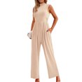thumbnail image 1 of YTDSCS Womens Sleeveless Jumpsuits Summer One Piece Wide-Leg Pants Women's Solid Color Rompers with Pocket S-2XL, 1 of 7