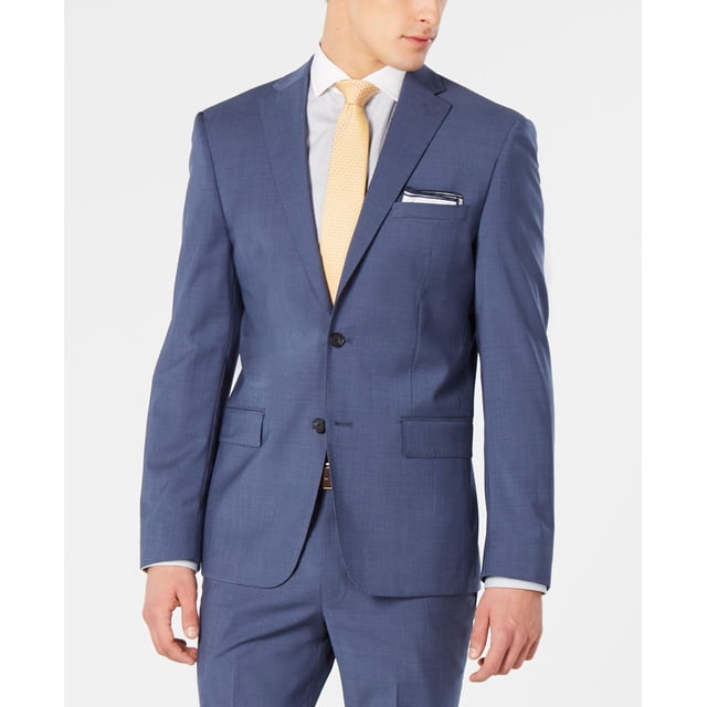 Dkny Men’s Modern-Fit Stretch Mini-Check Suit Jacket (Navy, 40 T/L39.5)