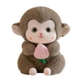 thumbnail image 1 of Monkey Plush Toy Holding Peach, Realistic Stuffed Animal with Soft Material, Kids’ Cuddle Companion, 1 of 8