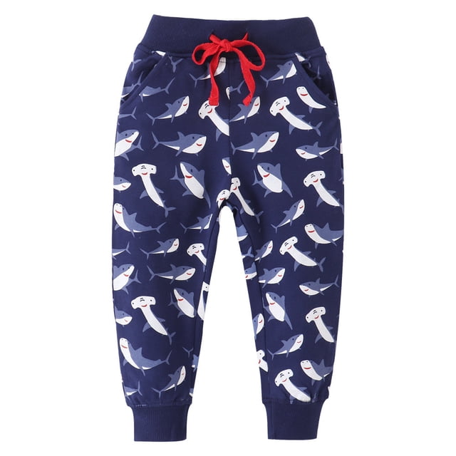 Pantalon de Survêtement en Coton pour Garçons, Pantalon Jogger pour Enfants, Pantalon de Course et de Jogging avec Poches, Cordon de Serrage, Bleu Foncé