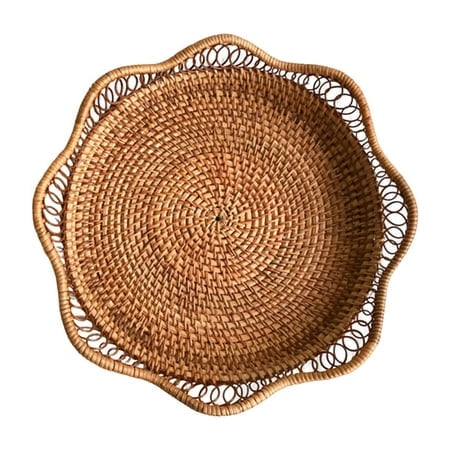 Bols de Rangement Ronds en Rotin pour Fruits en Osier Bols de Service Tressés Naturels Décoratifs pour Comptoir de Cuisine Indispensables Gadgets de Cuisine 2022 Support Enroulable Pliable Support d'Ustensiles de Cuisine de Camping