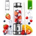 thumbnail image 1 of Portable Smoothie blender ROSEVIEW Glass bottle 200W 15 oZ USB rechargeable mini Handheld Ice Shakes Cup blend juicer Cordless blender Personal smoothies maker Fruit mixer, 1 of 8