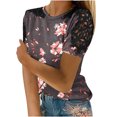 thumbnail image 2 of TopLLC Women's Plus Size Tops Short Sleeve Crewneck T Shirt Loose Fit Lace Stitching Shirts Solid Hollow Out Ruffle Tunic Tops, 2 of 5