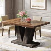 Tribesigns 47" Dining Table for 4, Wood Kitchen Dinner Table for Home, Dining Room, Black & Brown