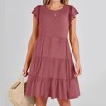 thumbnail image 1 of Robe d'Été pour Femmes 2024 Mode Grande Taille Couleur Unie Robe à Manches Courtes Rabais de 50 % Liquidation!, 1 of 9