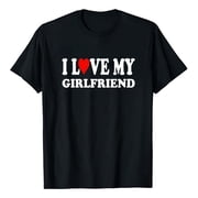 LUOGENLI Male T-shirts for Mens I My Hot Girlfriend I Heart My Hot Girlfriend Gf T Shirt Tee T-shirts Mens Big and Tall St. Patrick's Day T-shirts for Men Graphic Tee St. Patrick's Day Black L