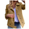 thumbnail image 4 of Women Casual Spliced Double Button Long Sleeve Cardigan Pocket Jacket Loose Coat, 4 of 6