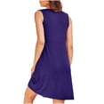 thumbnail image 4 of Dvkptbk Robe d'Été de Plage pour Femme 2024 Décontractée à Col Rond à Manches Courtes Robe Débardeur Mini Robes Fluide à Volants Boho Robe Soleil avec Poches P-2TG, 4 of 7