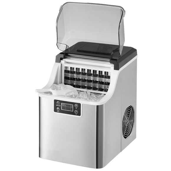 KFFKFF Countertop Ice Maker, 24 Cubes Ready in 15 Mins, 45lbs in 24Hrs, Self-Cleaning Portable Ice Maker with Ice Scoop and Basket, Ice Machine with 3 Sizes Ice Cube