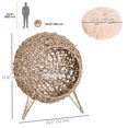 thumbnail image 3 of PawHut Rattan Cat House, Elevated Pet Bed for Indoor Cats, Natural Wood, 3 of 10