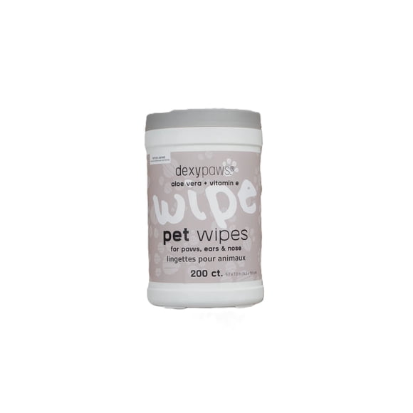 Dexypaws Lingettes de Toilettage pour Chiens et Chats Contenant de 200 Lingettes - Aloe Vera et Vitamine E (Nouvel Emballage) pour Tous les Types de Peau