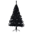 thumbnail image 2 of vidaXL Artificial Half Christmas Tree with Stand Black 150 cm PVC, 2 of 5