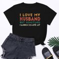 thumbnail image 2 of Penkiiy T-Shirt Femme J'aime Mon Mari Mignon Relation Mariée TP Noir, 2 of 7